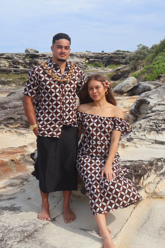 Tribal Origin Mens Bula Shirt FB1873 (Black/Brown)