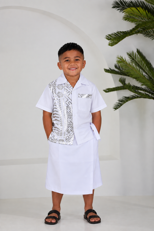 Polynesian Fashion Boys Metallic Short Sleeve (Silver)