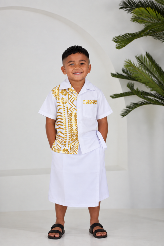Polynesian Fashion Boys Gold Metallic Short Sleeve