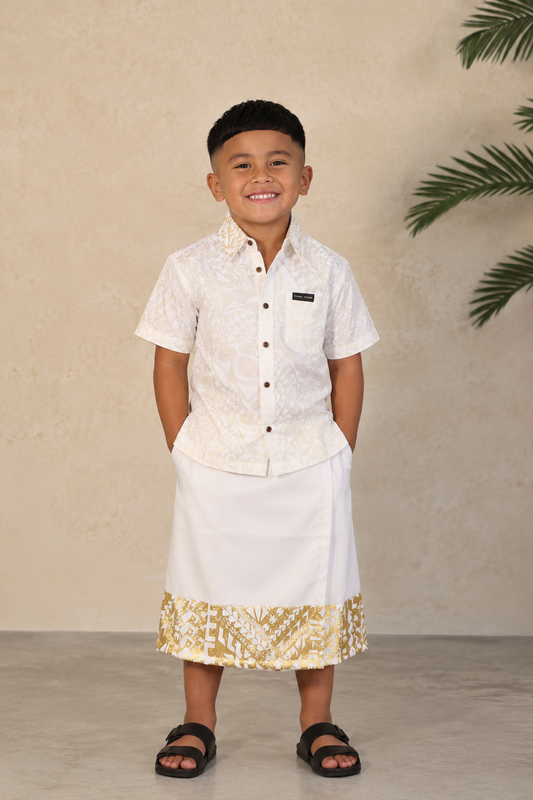 Iefaitaga-Sulu Boys White & Gold Metallic