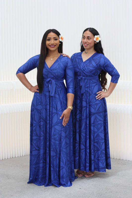 Cece's Deep Blue Moana Wrap Dress (Plus)