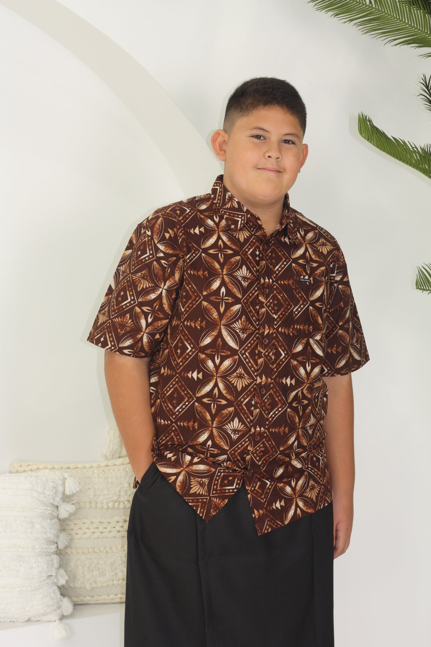 Kalavata Boy's Elei Shirt Brown SB2022