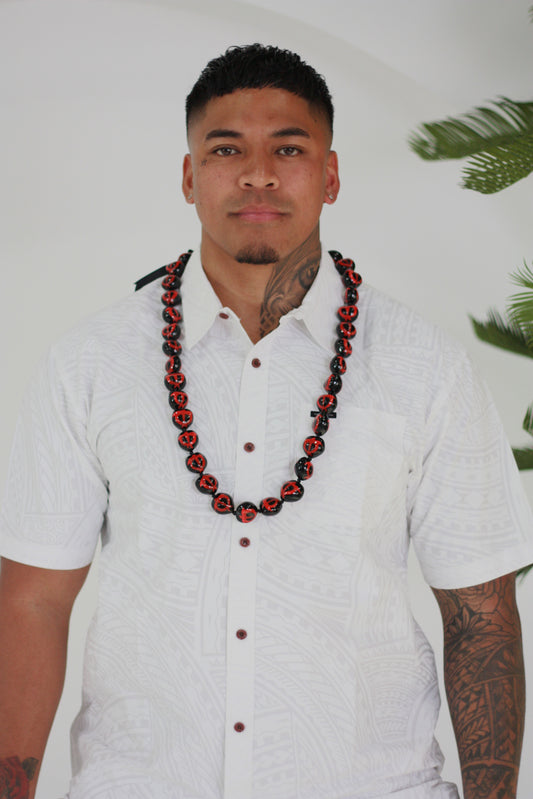 Ula Kukui Necklace Black with Red Turtle Extra Long