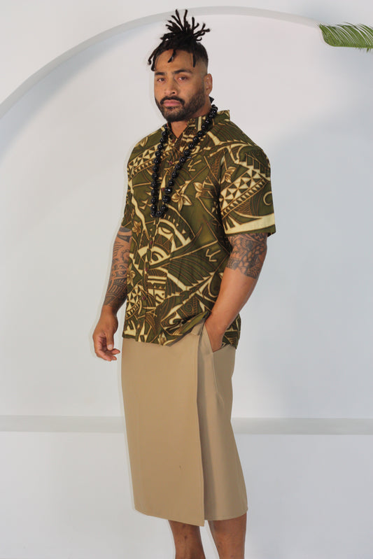 Tribal Men's Bula Shirt FB1799 (Olive)