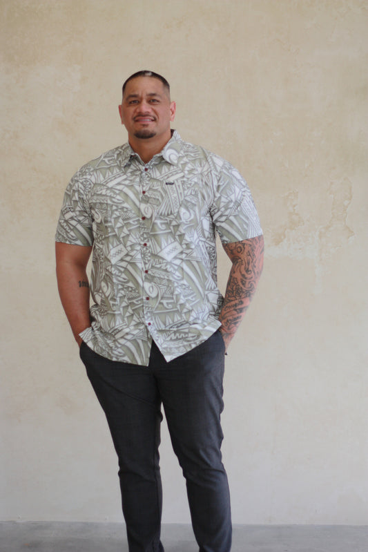 Tribal Men's Bula Shirt FB1800 (White)