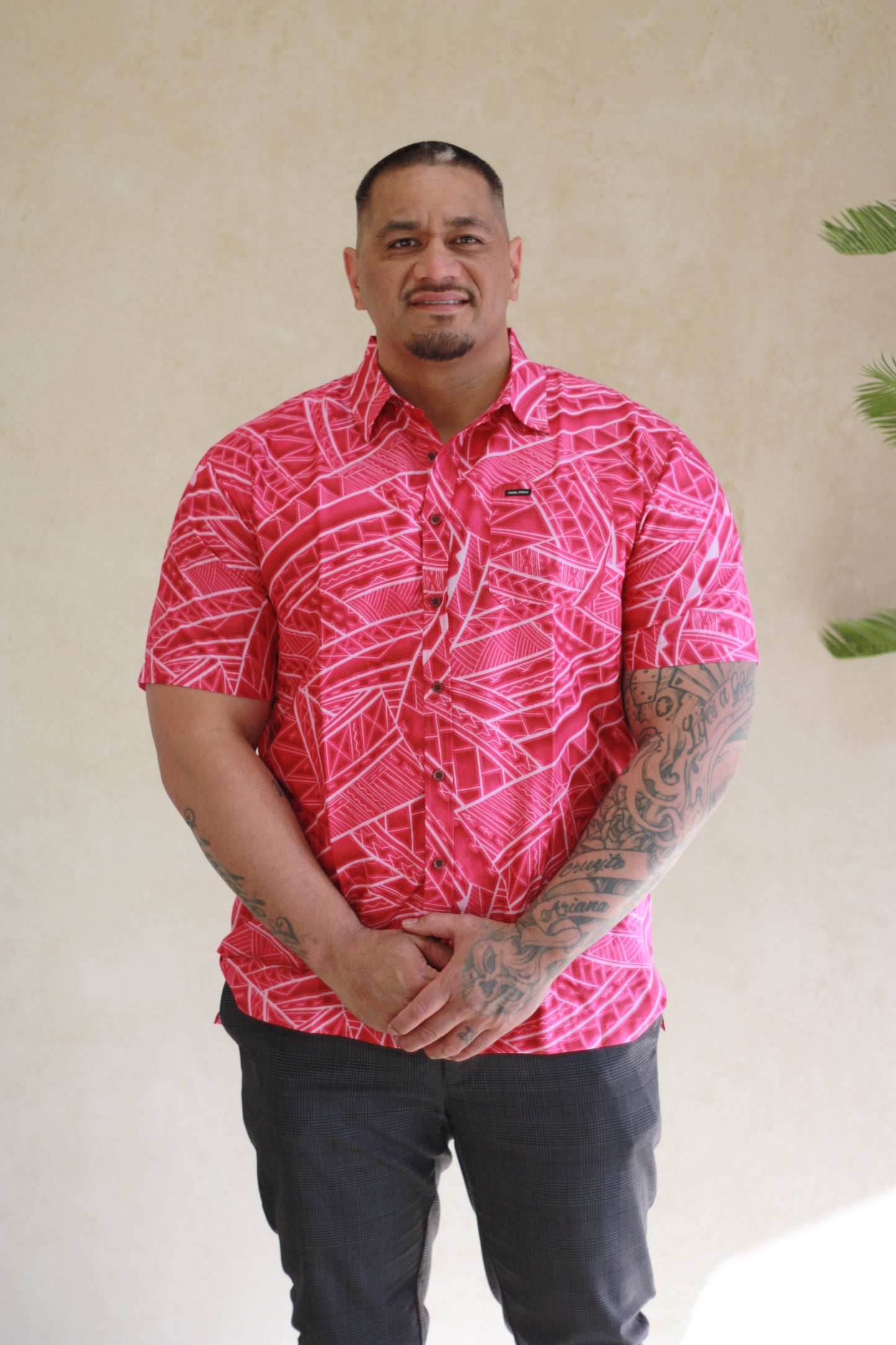 Tribal Men's Bula Shirt- FB1794 (Pink)