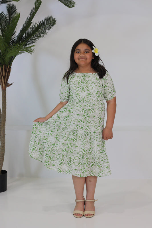 Tribal Origin Girls Luna Dress - Bitu LG2020 (Green)