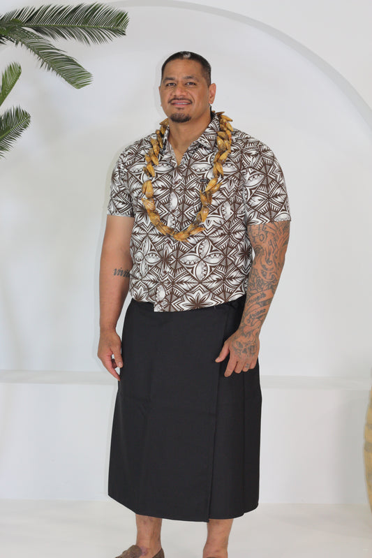 Tribal Origin Men's Bula Shirt- Bitu SS4319 (Brown)