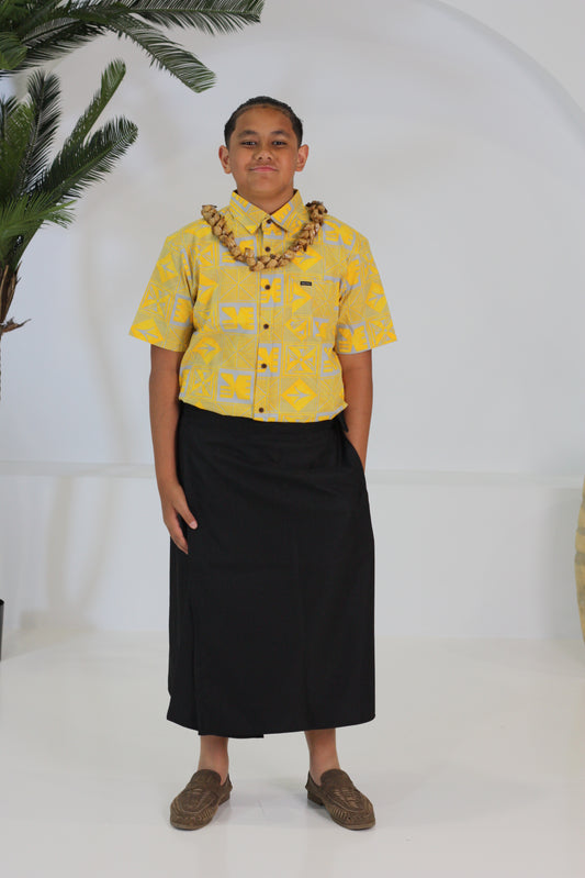 Tribal Origin Boys Bula Shirt- Waevi SB2081 (Yellow)