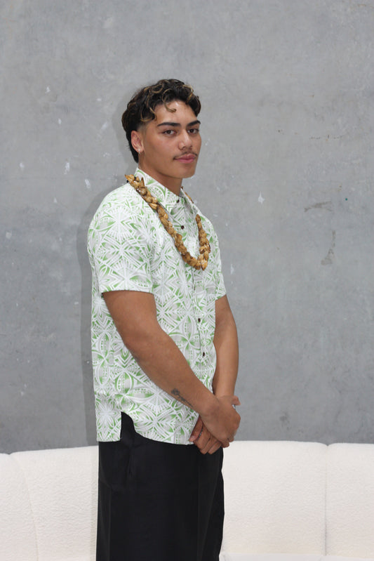 Tribal Origin Men's Bula Shirt- Bitu SS4319 (Green)