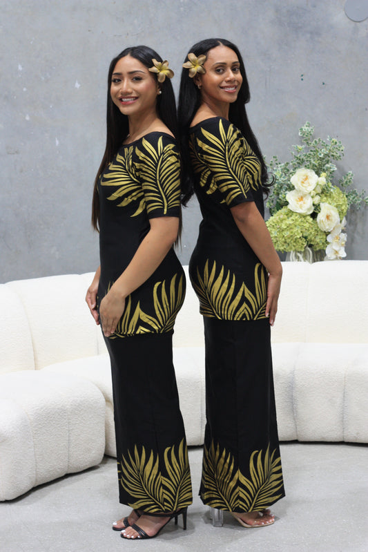 Cece's Elei Puletasi in Gold & Black