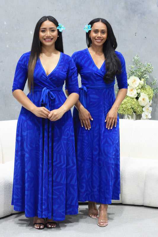 Cece's Deep Blue Moana Wrap Dress