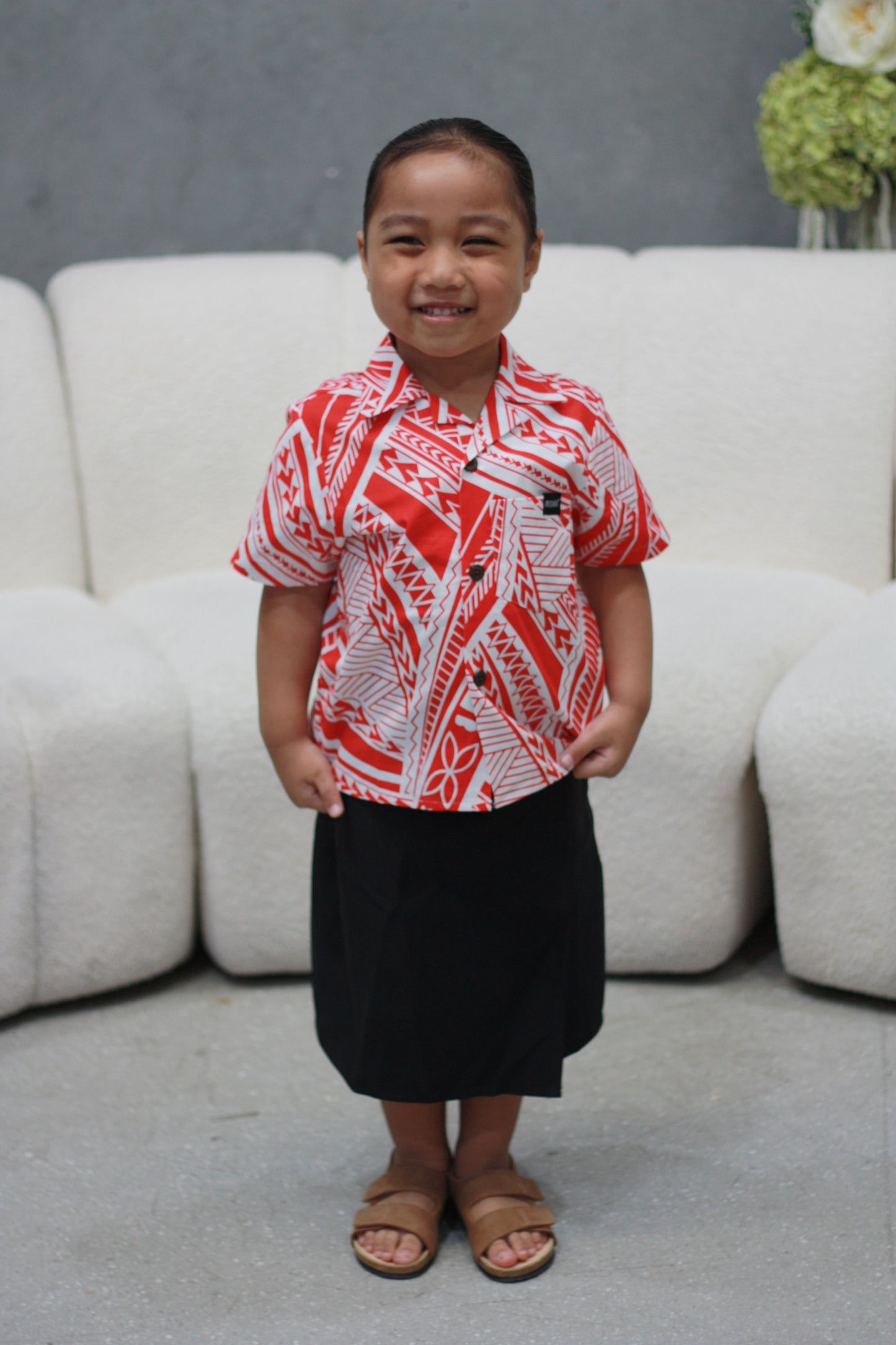 Mesian Boy's Elei Shirt in Red (CT3240)