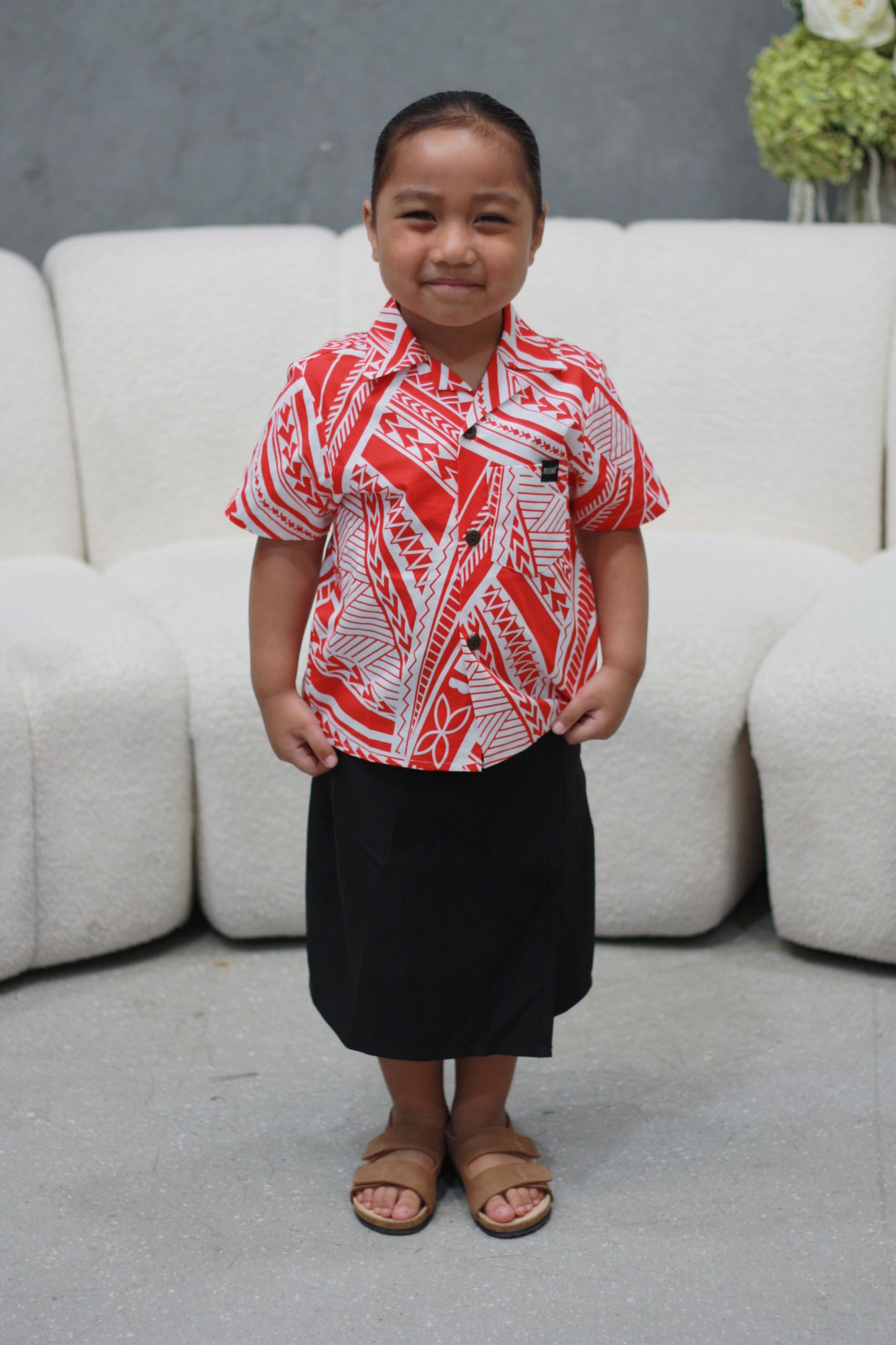 Mesian Boy's Elei Shirt in Red (CT3240)