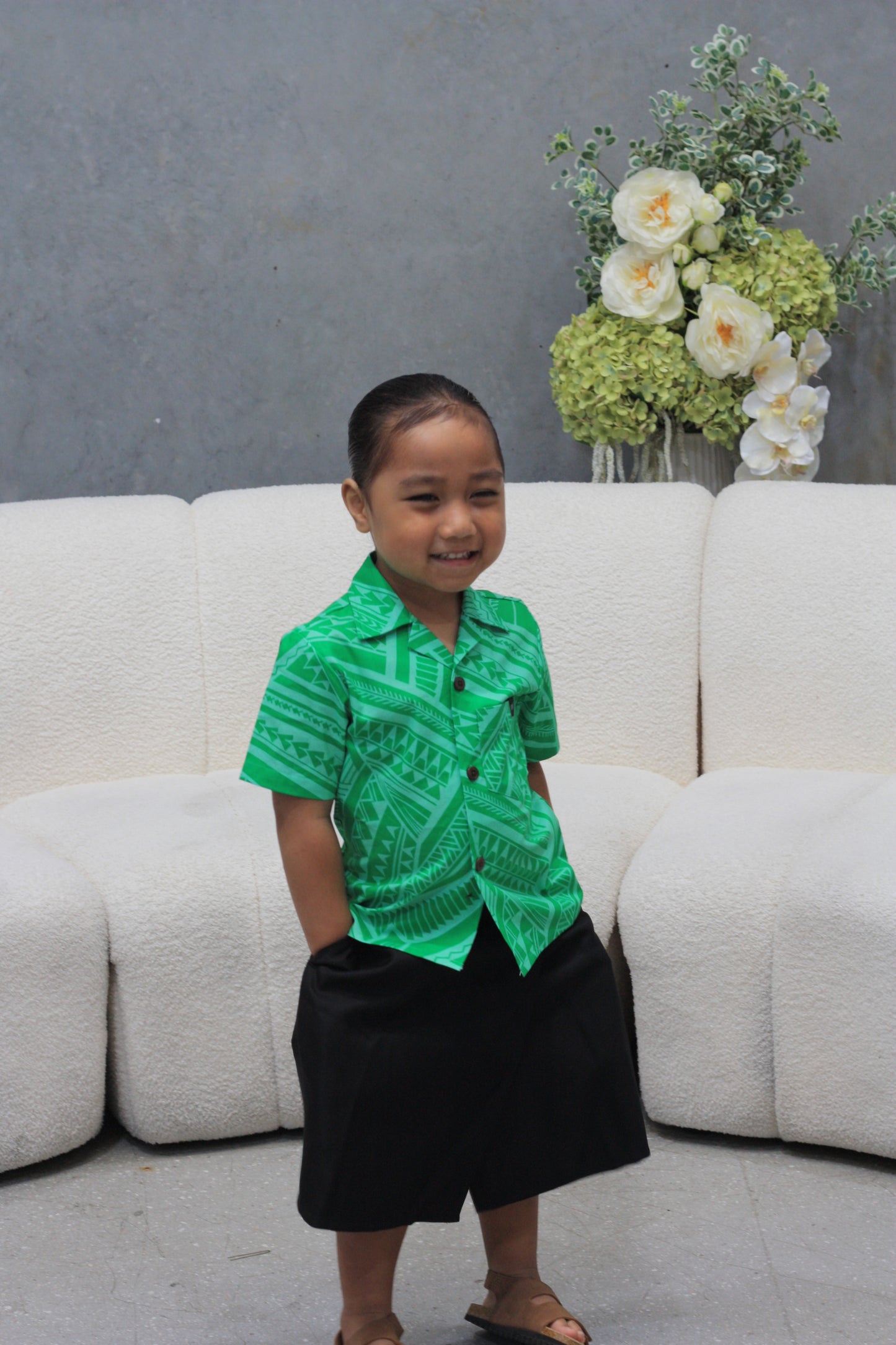 Mesian Boy's Elei Shirt in Green (CT3240)