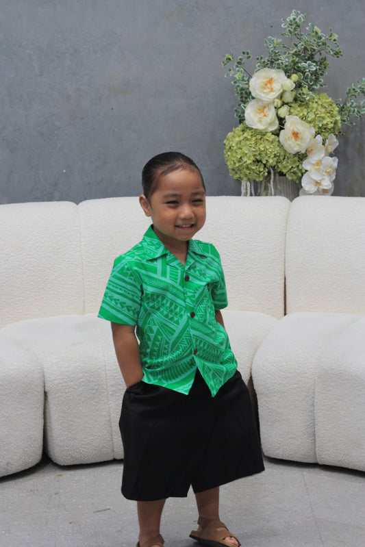 Mesian Boy's Elei Shirt in Green (CT3240)