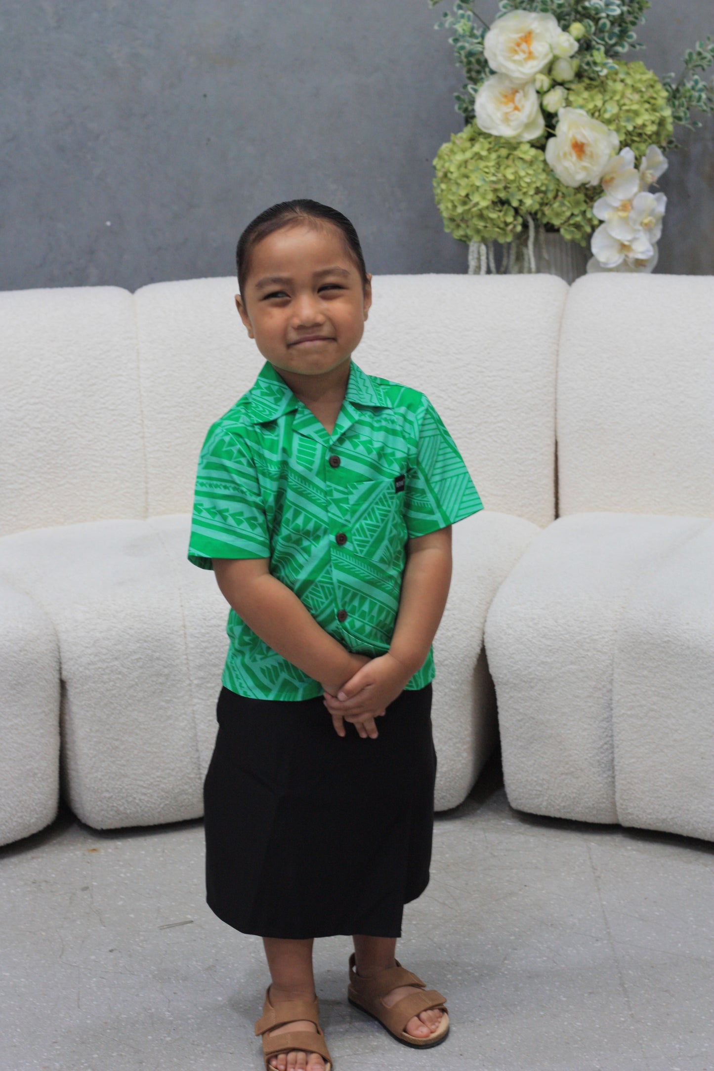 Mesian Boy's Elei Shirt in Green (CT3240)