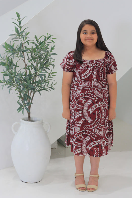 Tribal Origin Girls Mylie Dress- Kovia LG2016 (Maroon)