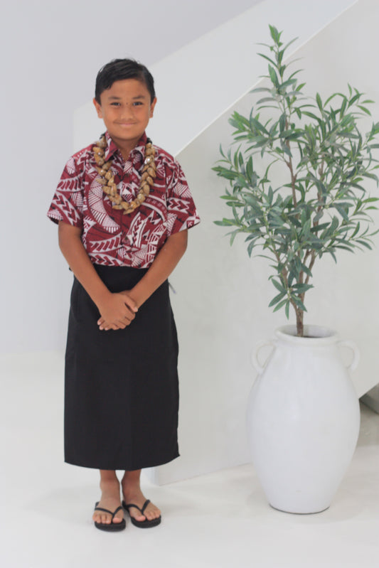 Tribal Origin Boys Bula Shirt- SB2077 Kovia (Maroon)