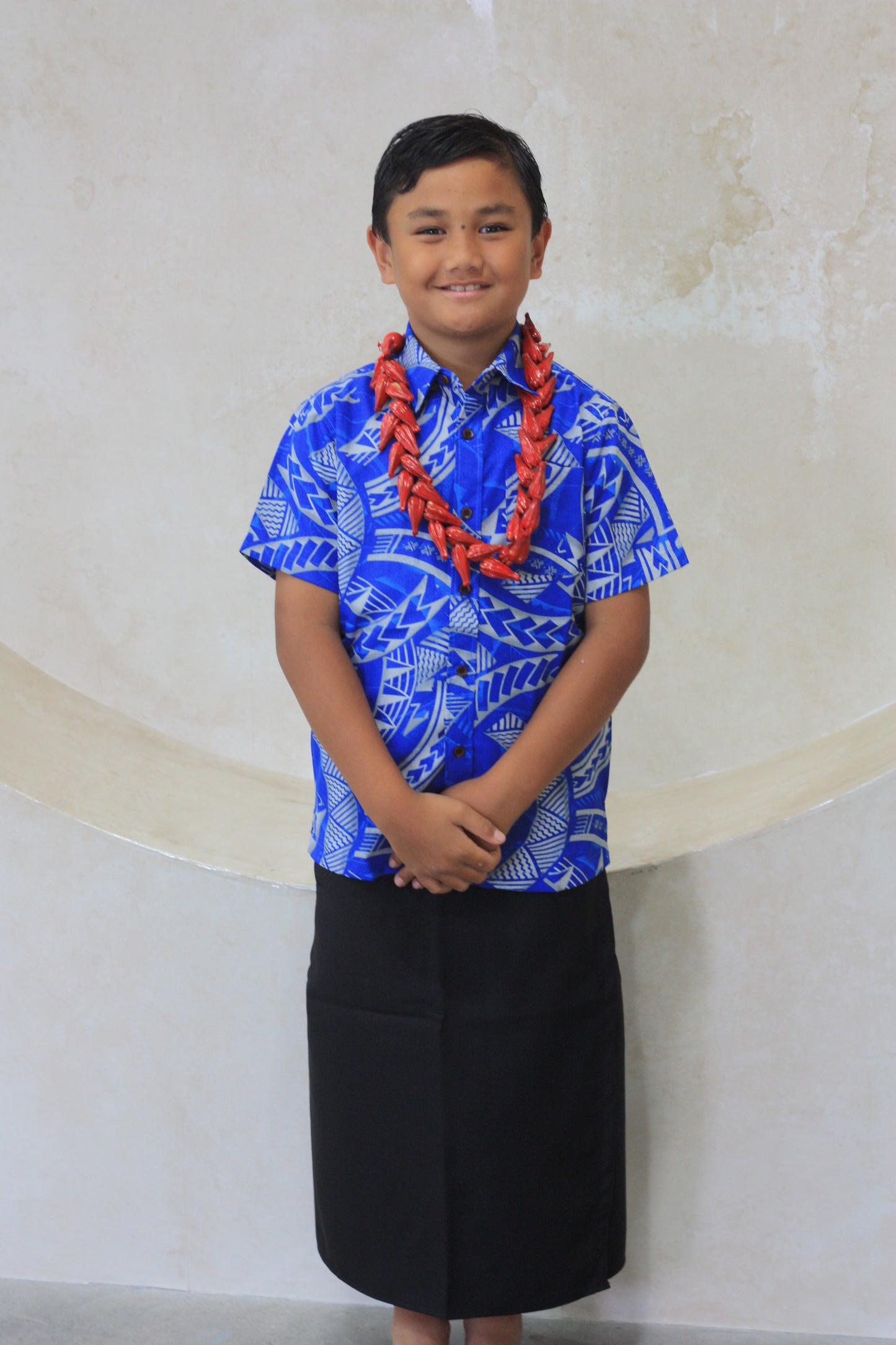 Tribal Origin Boy's Bula Shirt - Kovia in Blue and Grey (SB2077)