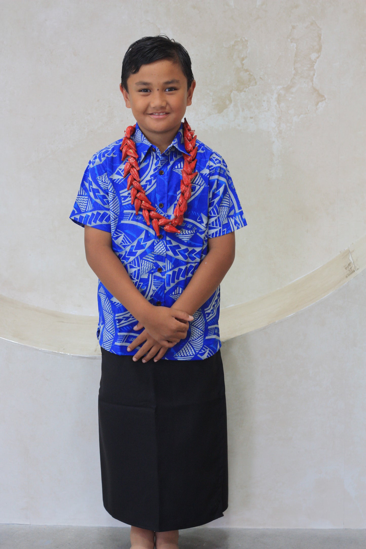 Tribal Origin Boy's Bula Shirt - Kovia in Blue and Grey (SB2077)