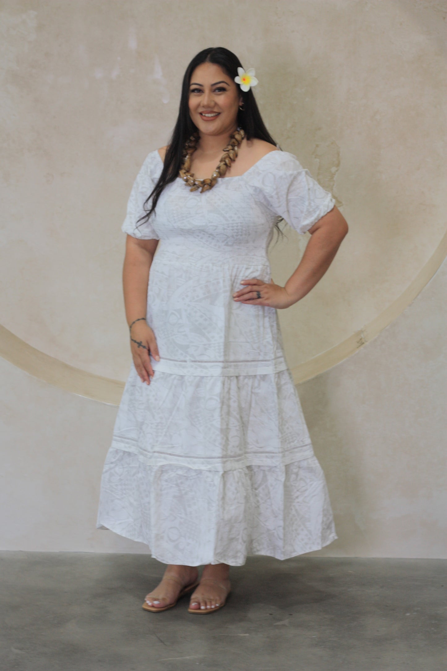 Trial Origin Smocking Dress - Kemoli LD4784 (White)