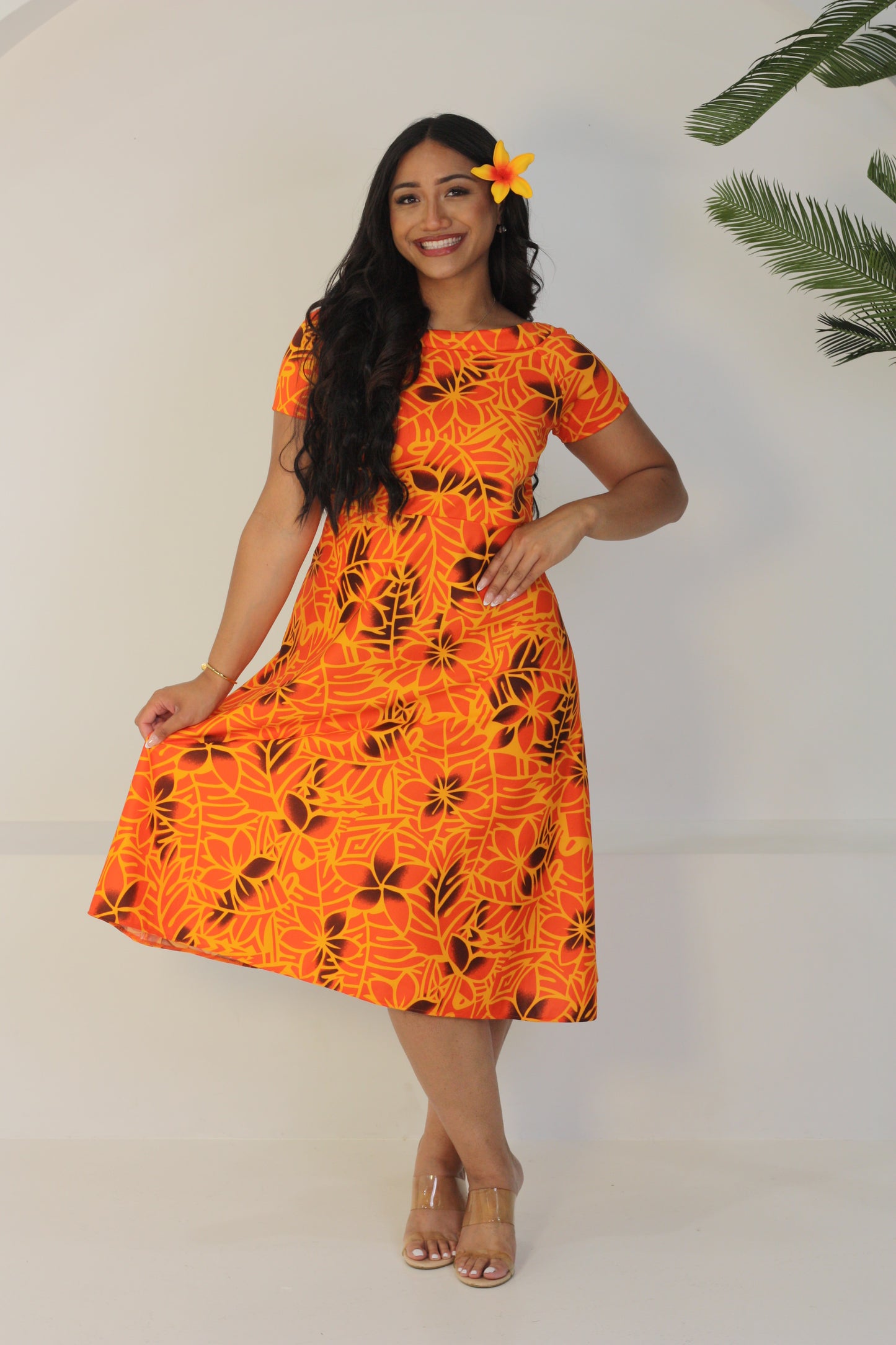 Cece's Orange Elei Midi Dress ( Size 12 only)