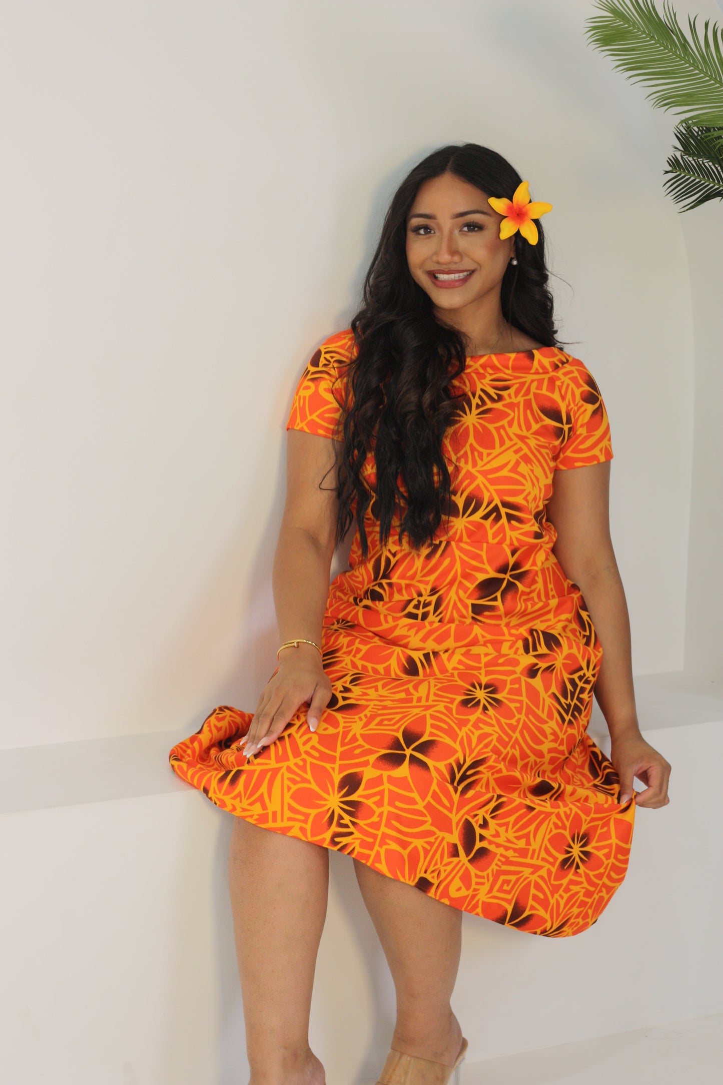 Cece's Orange Elei Midi Dress ( Size 12 only)