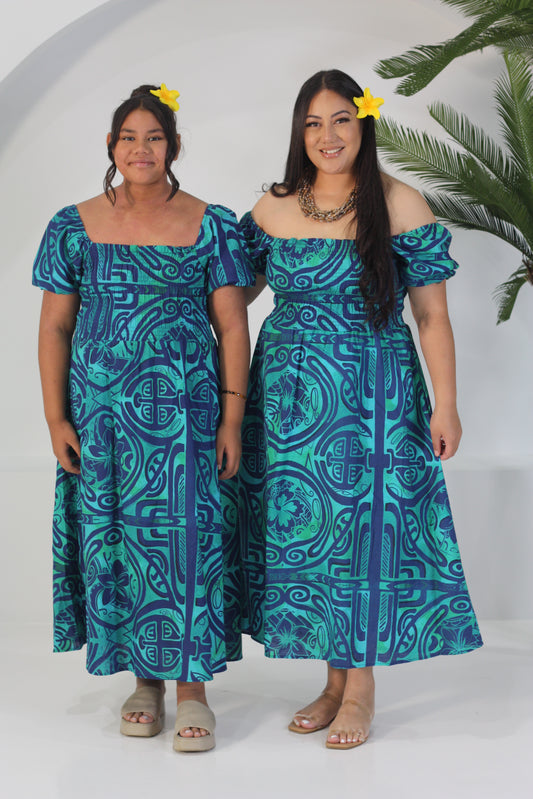 Akamu Jollie Smocked Dress Viriya Teal LD5092