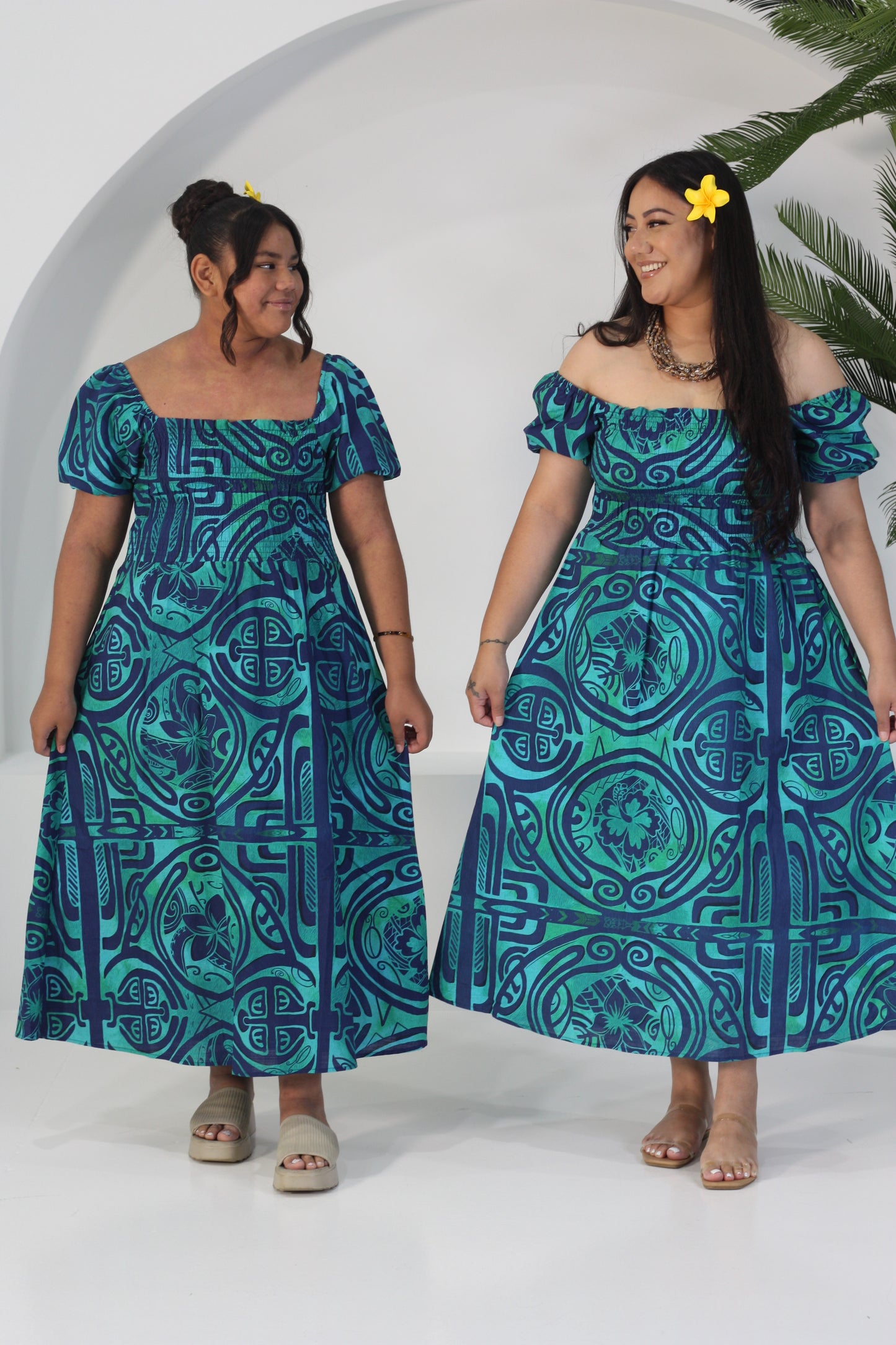 Akamu Jollie Smocked Dress Viriya Teal LD5092