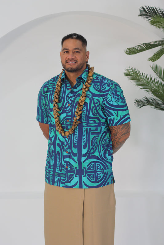 Akamu Mens Shirt Viriya Teal SS4452