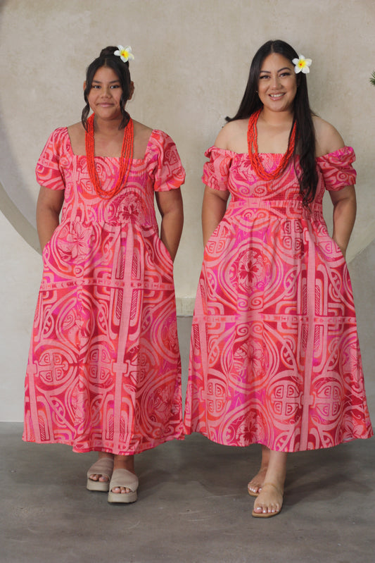 Akamu Jollie Smocked Dress Viriya Flamingo LD5092