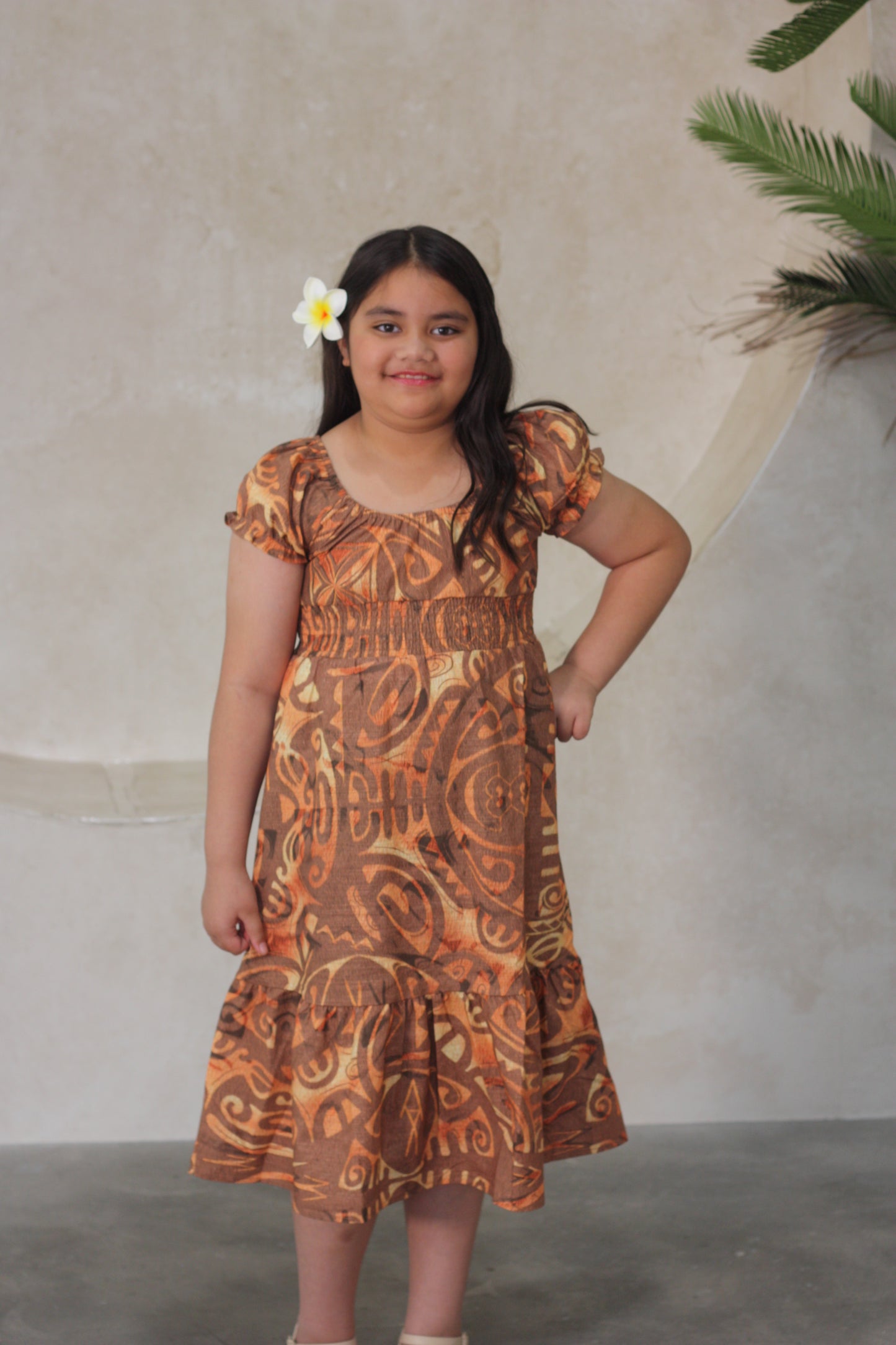 Akamu Girls Playe Dress Boselawa Brown LG2046