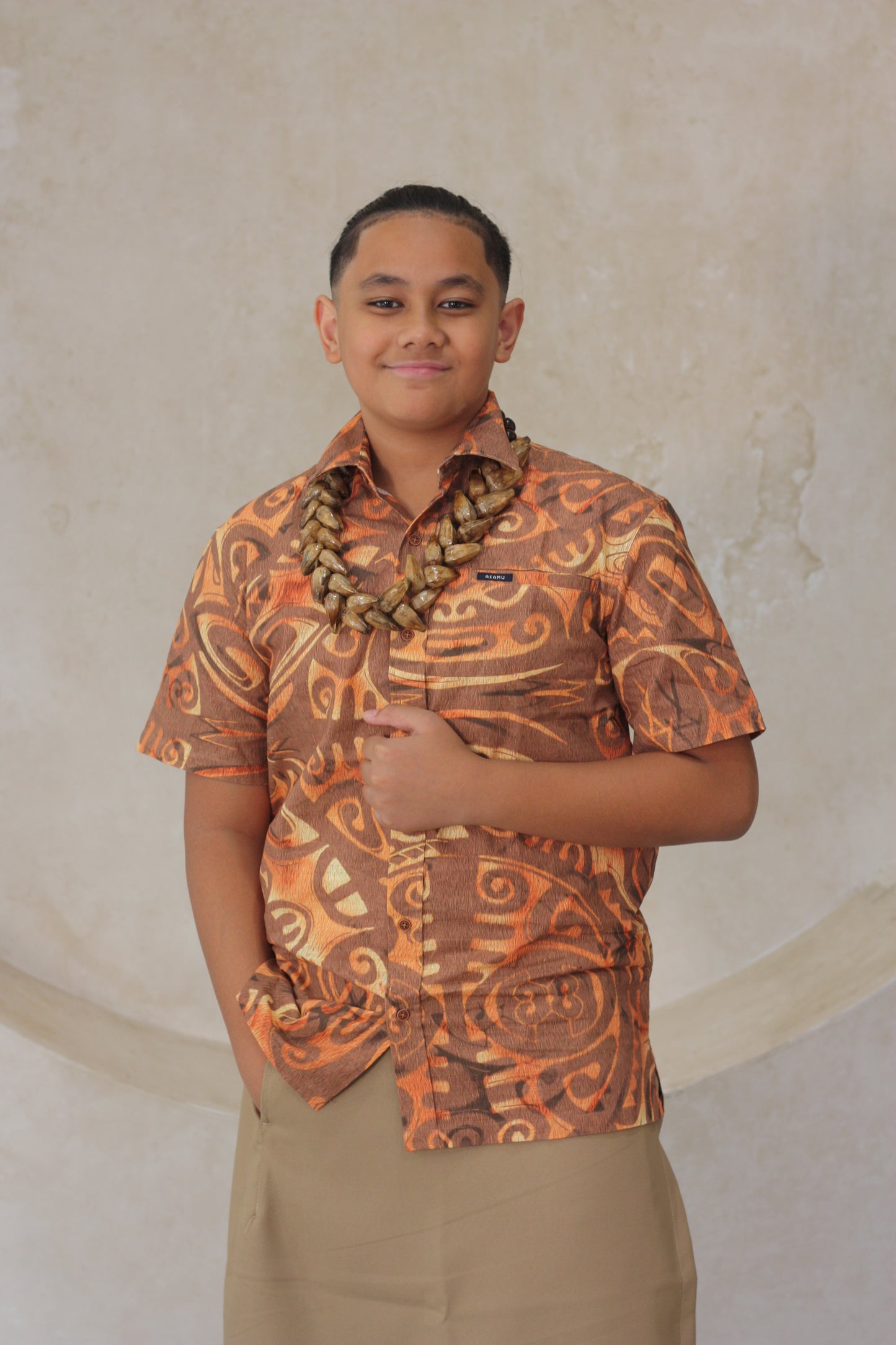 Akamu Boys Shirt Boselawa Brown SB2091