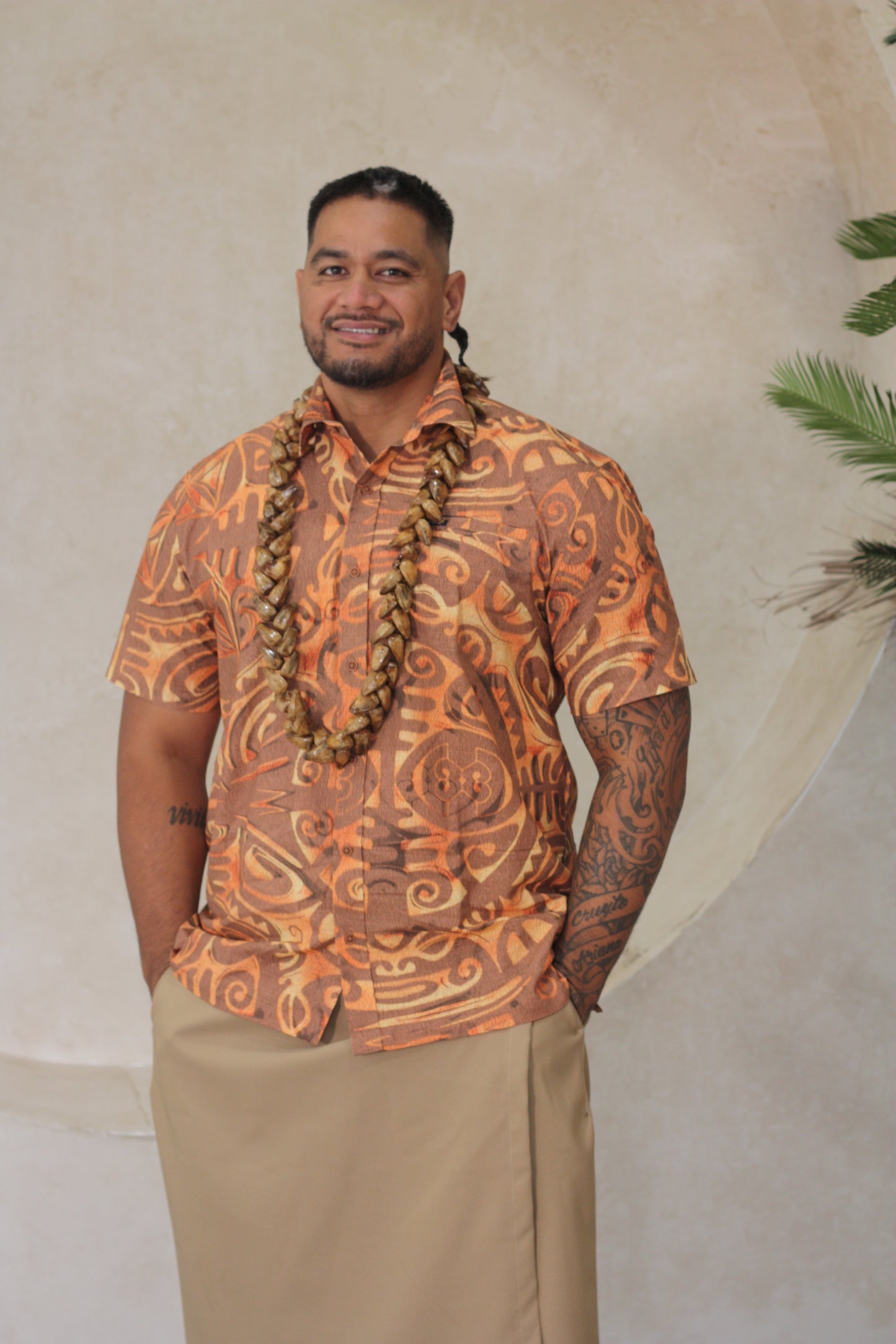 Akamu Mens Shirt Boselawa SS4449 (Brown)