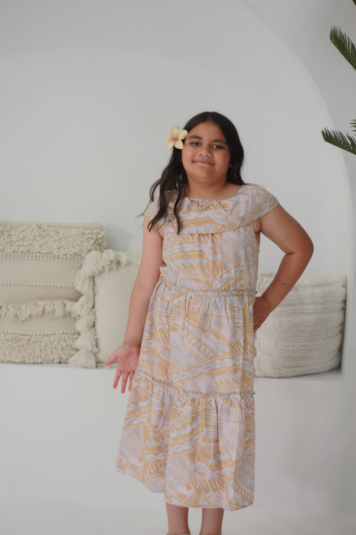 Tribal Origin Girls Makoa Dress LG250 (Beige and Light Grey)