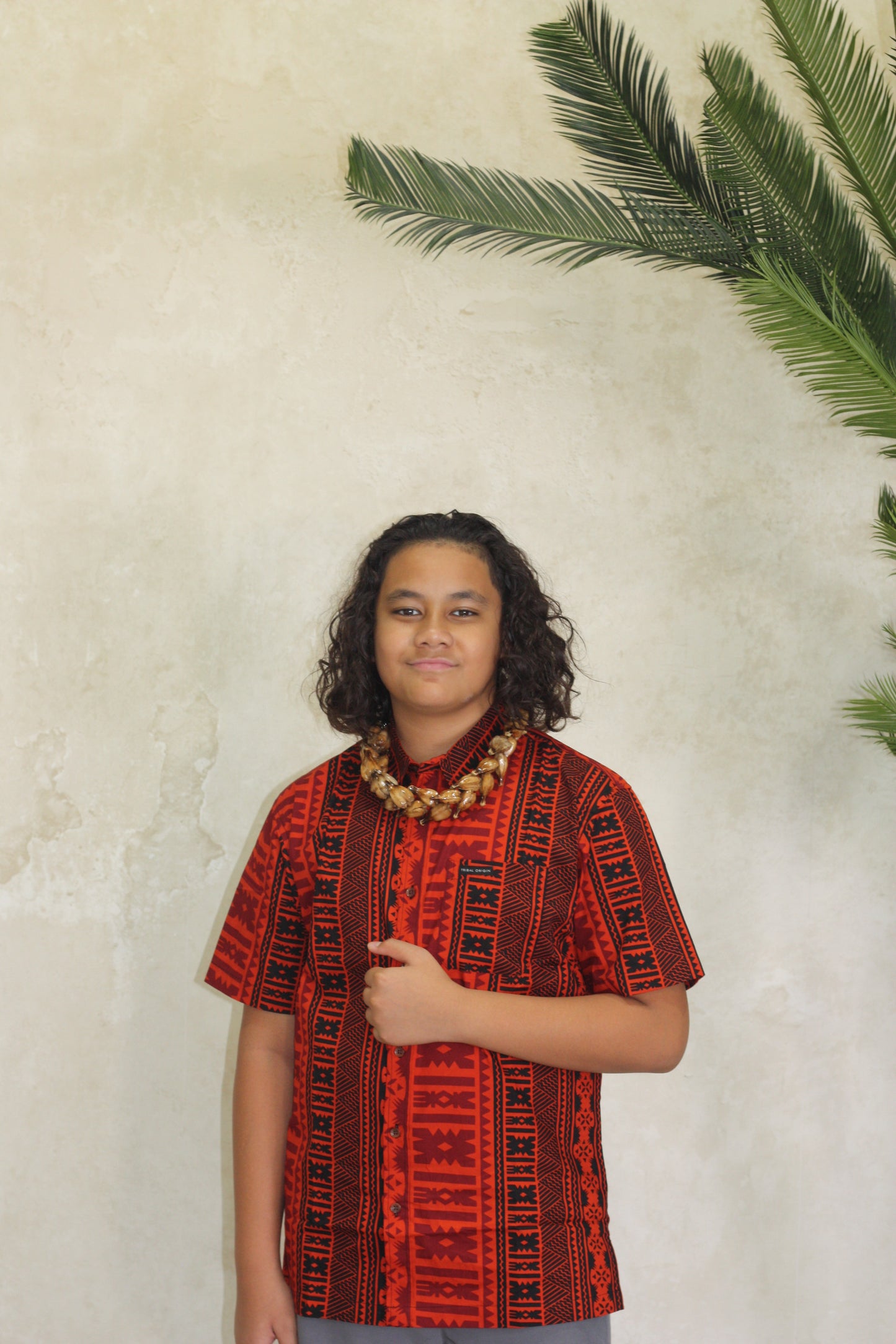 Tribal Origin Boys Bula Shirt FB1874 (Red & Black)