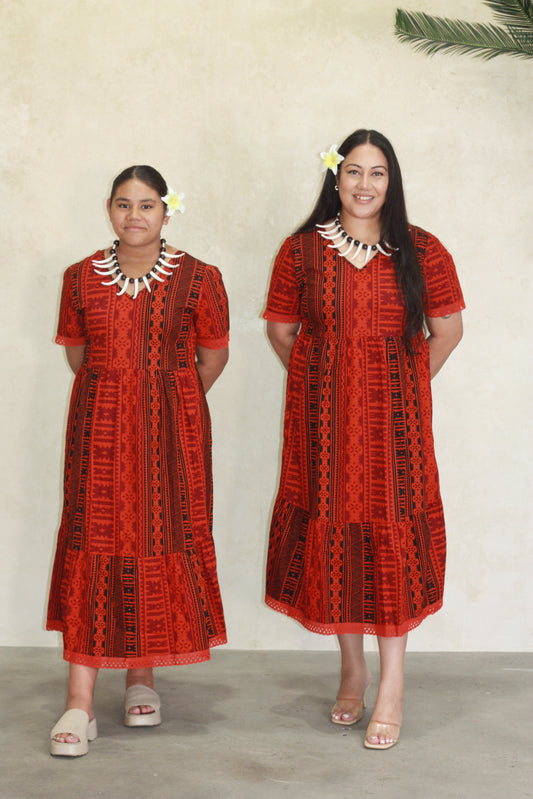Tribal Origin Women's Renata Dress FB1874 (Red & Black)