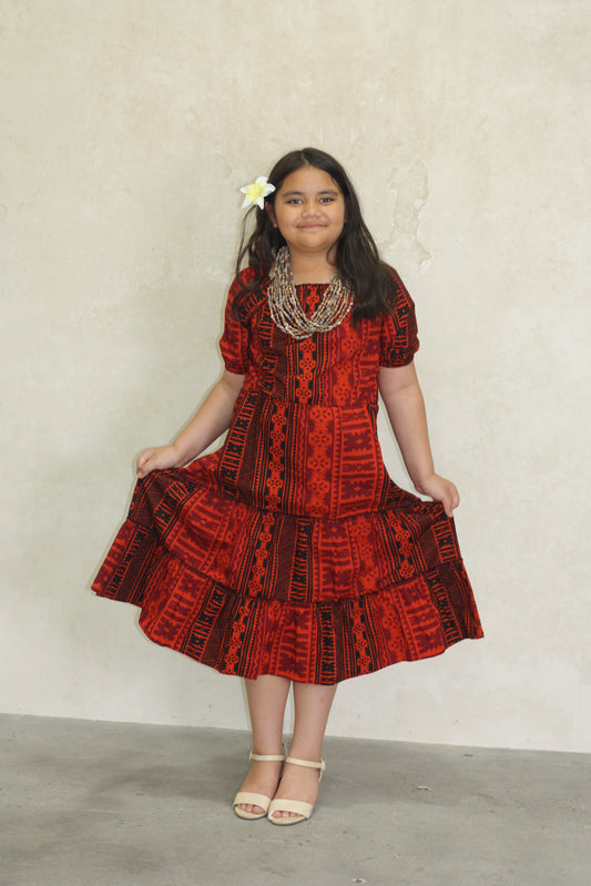 Tribal Origin Girls Luna Dress FB1874 ( Red & Black )
