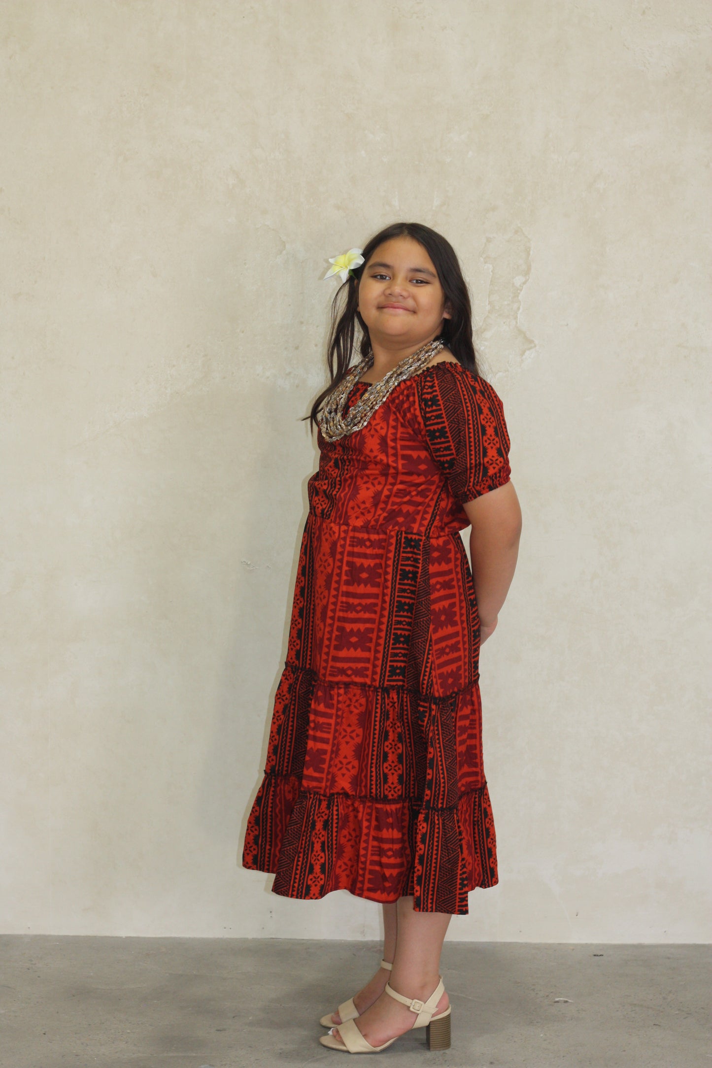 Tribal Origin Girls Luna Dress FB1874 ( Red & Black )