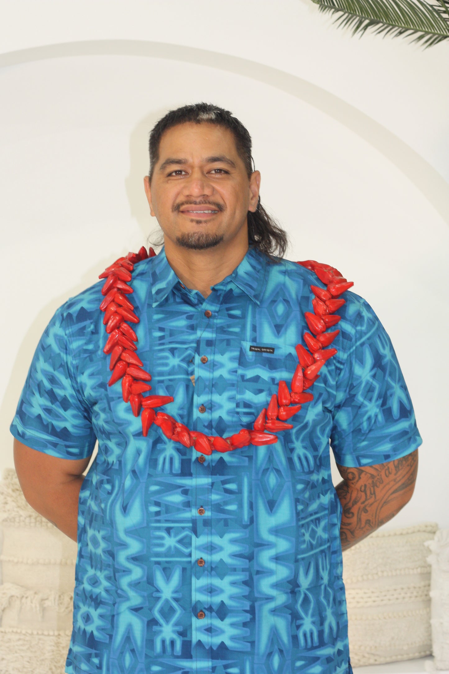 Tribal Origin Men's Bula Shirt FB1879 (Aqua Blue)