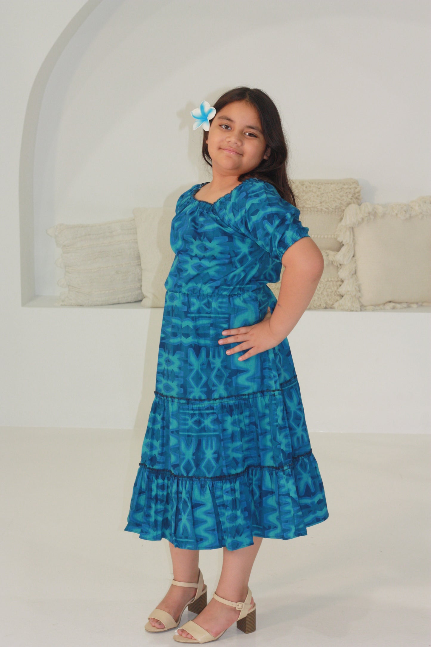 Tribal Origin Girls Luna Dress FB1879 (Aqua Blue)