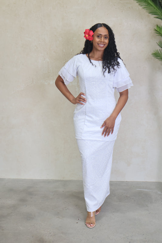 Rimani Fitted White Elei Puletasi (Size 12 only)