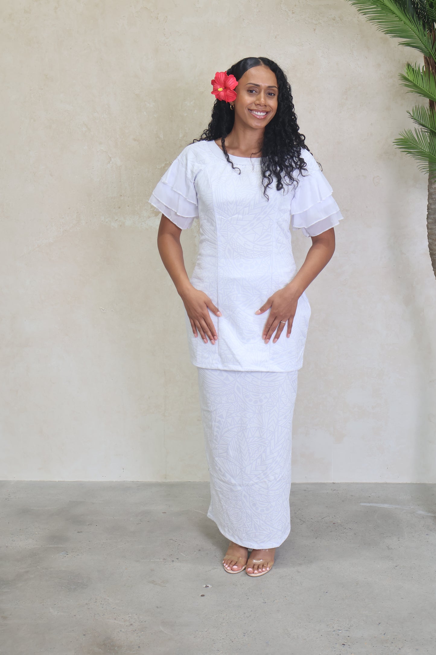Rimani Fitted White Elei Puletasi (Size 12 only)