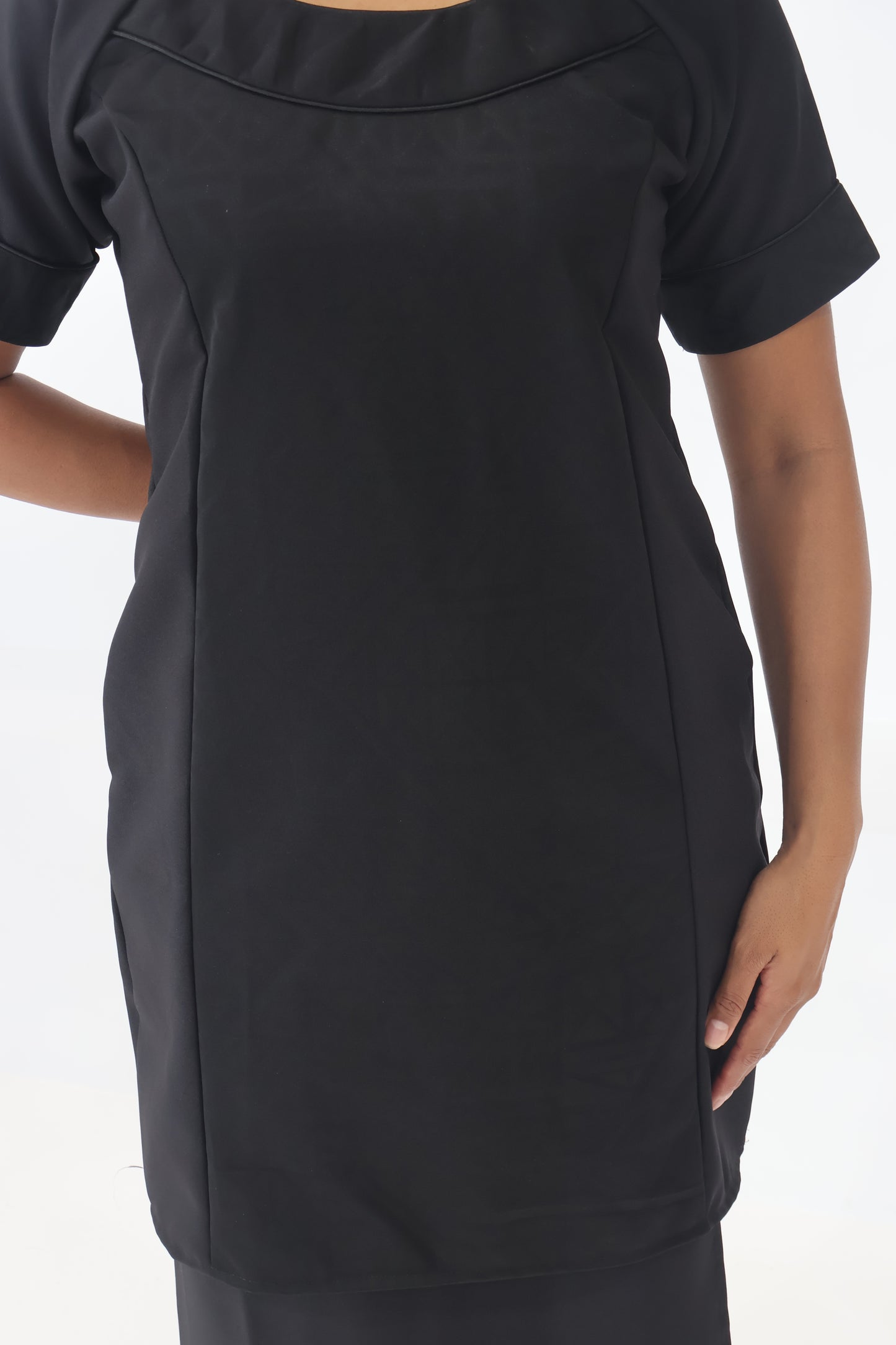 Polynesian Fashion Women's Black Puletasi (Short Sleeve)