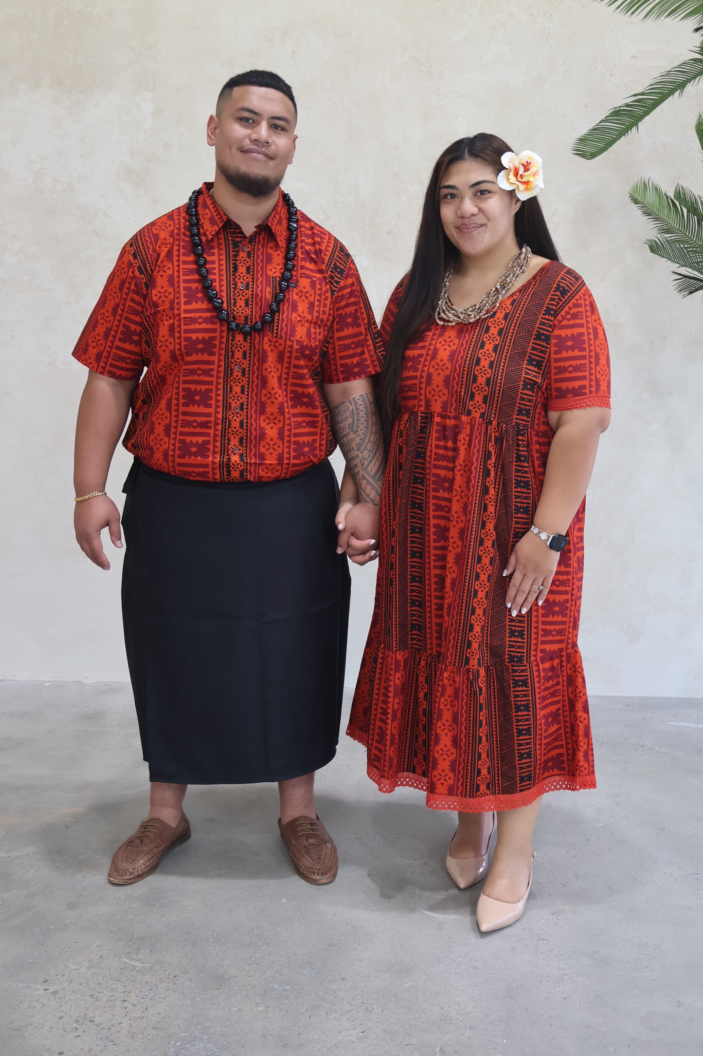 Tribal Origin Men's Bula Shirt FB1874 (Red & Black)