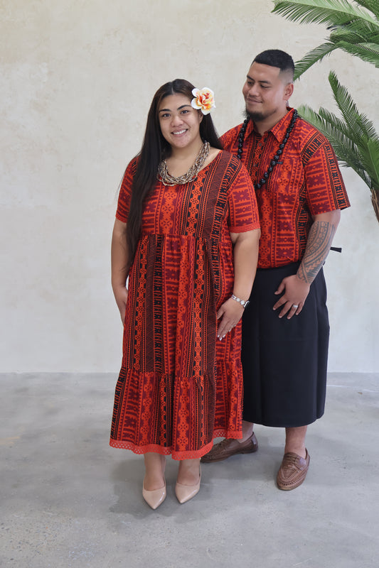 Tribal Origin Women's Renata Dress FB1874 (Red & Black)