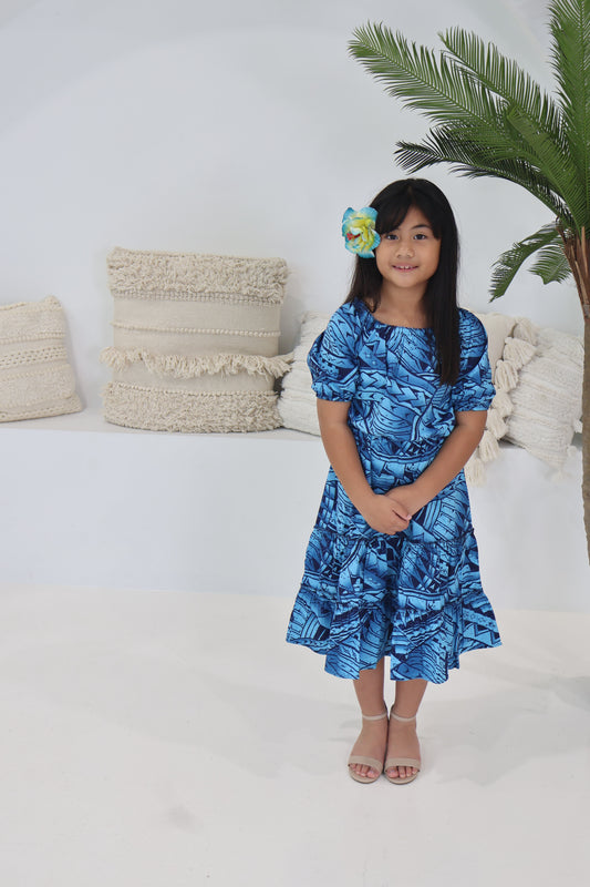 Tribal Origin Girls Luna Dress- FB1869 (Blue & Black)