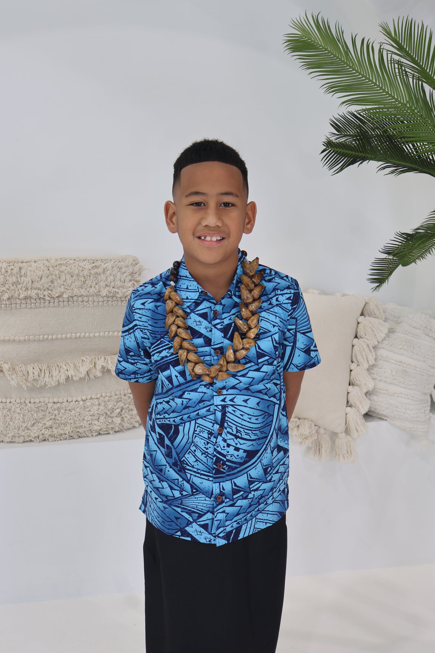 Tribal Origin Boys Bula Shirt- FB1869 (Blue & Black)