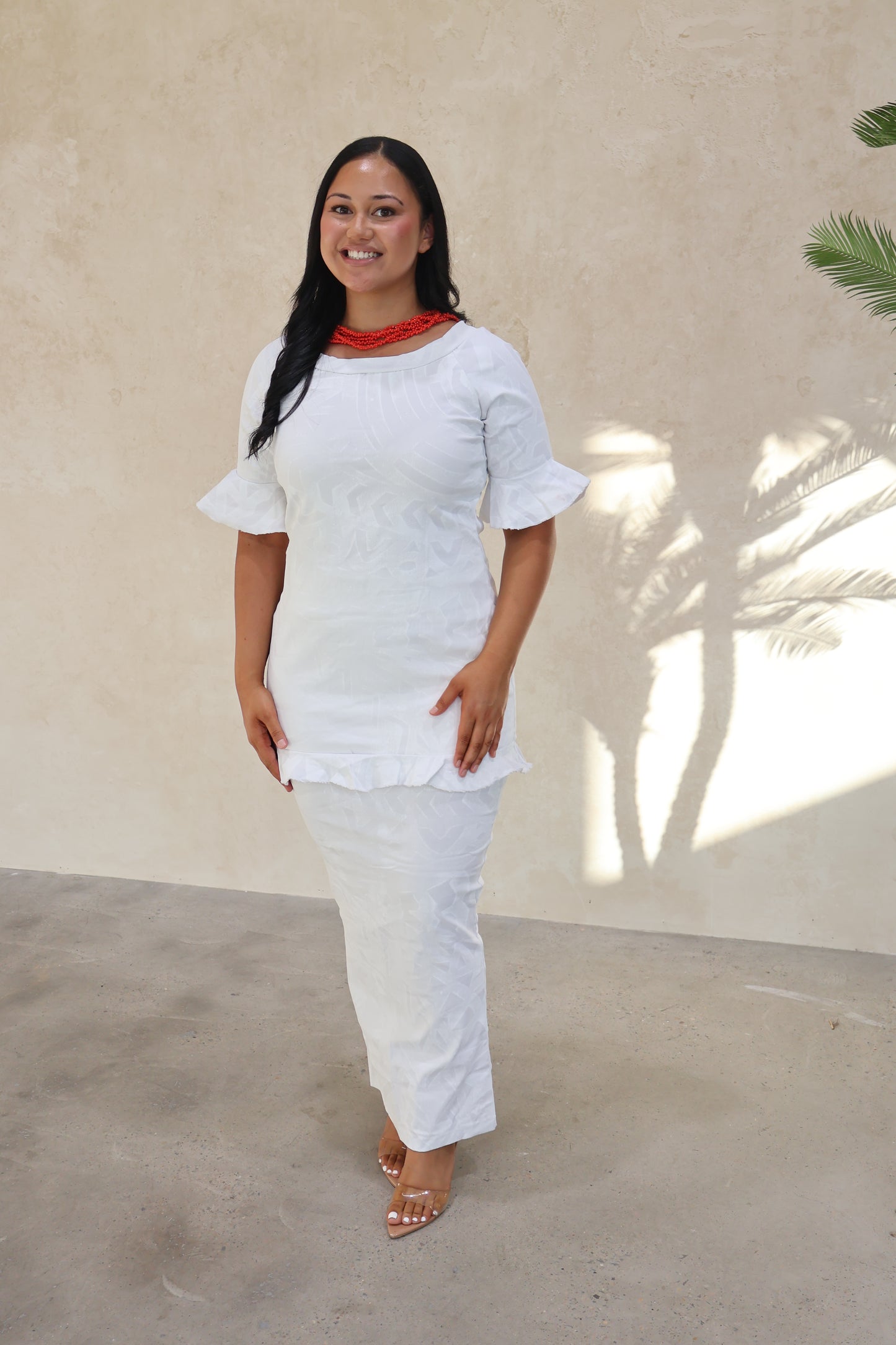 White Flared Women's Elei Puletasi (Size 12 only)